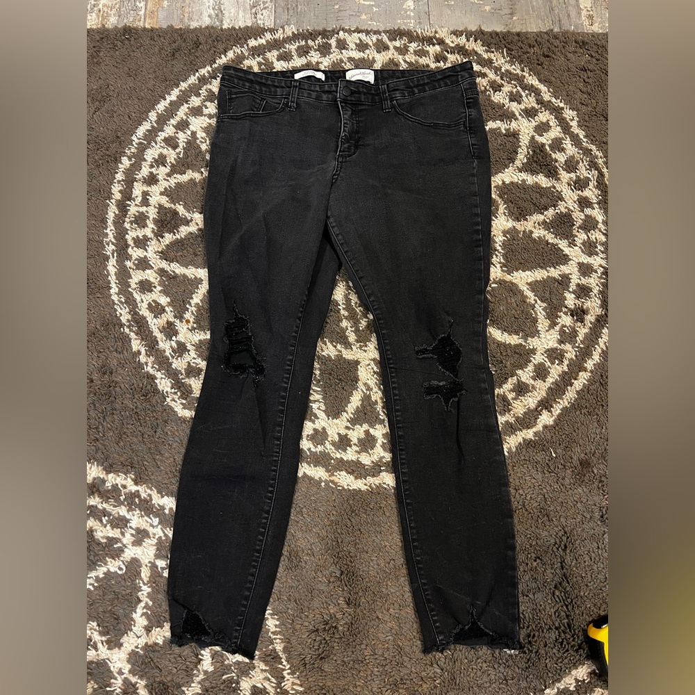 Black Mid Rise Skinny Jeans Size 14